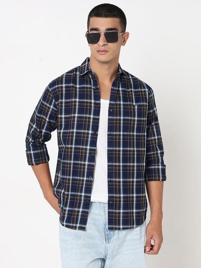 R&B Men Multi Color Checked Long Sleeves Shirt 