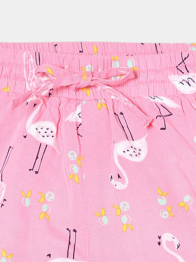 Girls Rayon Relaxed Drawstring Waist Printed Shorts