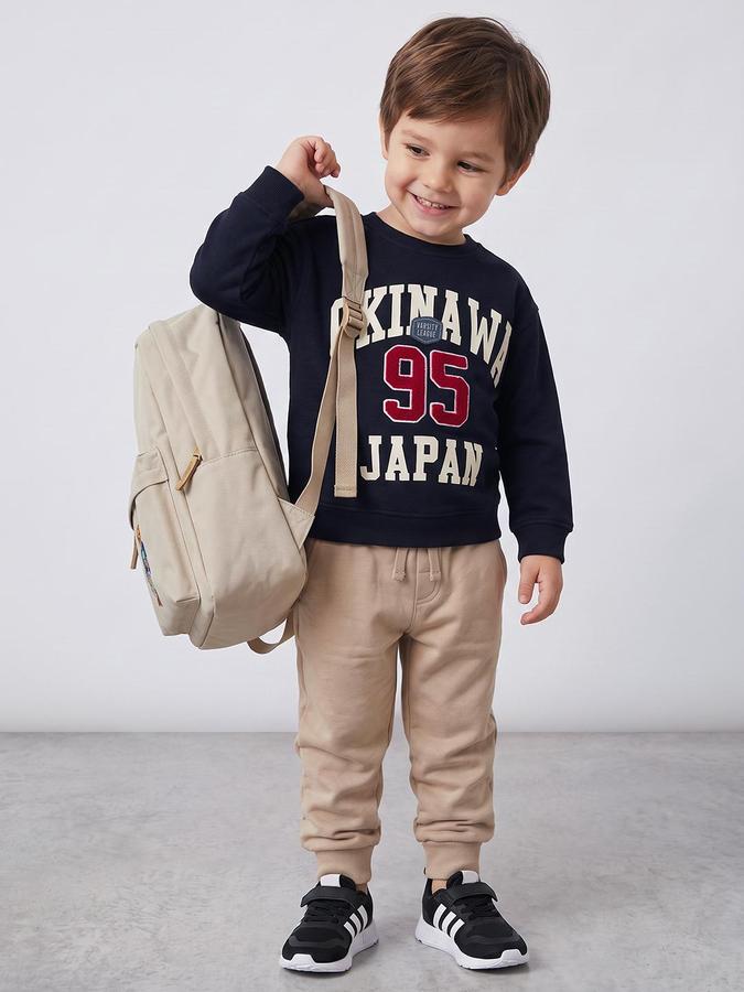 R&B Boys Navy Blue Graphic Print Round Neck Long Sleeves Sweatshirt