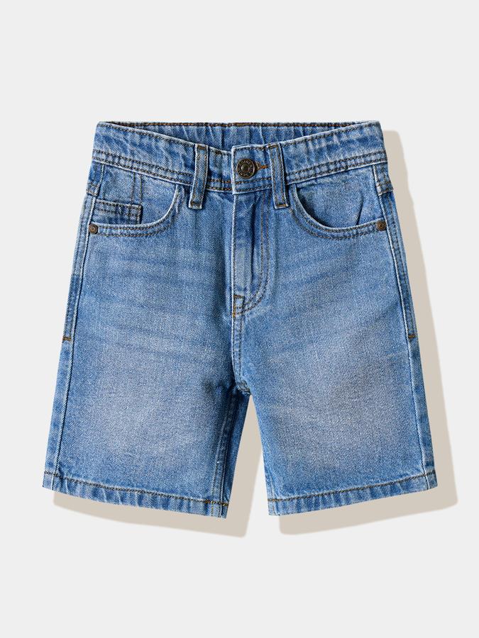 Boys Cotton Regular Fit Zipper Fly Clean Hem Shorts