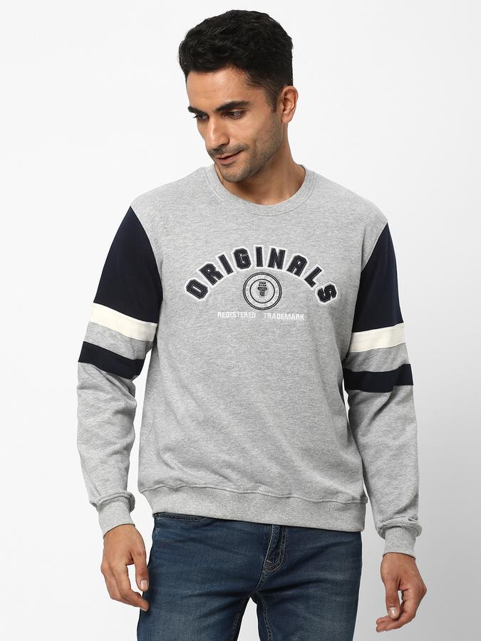 Men Cotton Regular Fit Crew Neck Graphic Sweatshirt