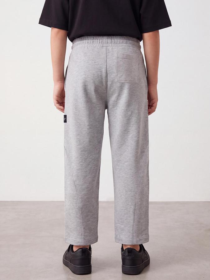 R&B Boys Grey Melange Solid Casual Pant 