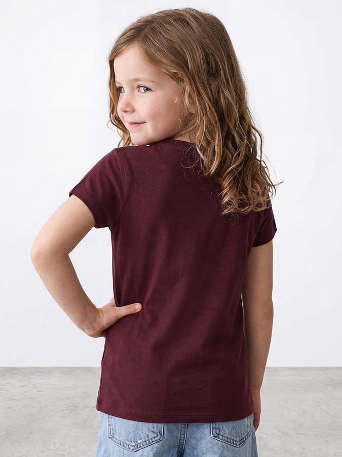 R&B Girls Red Unicorn Graphic Print Short Sleeves Tshirt