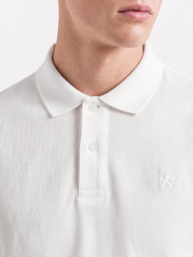 R&B Men White Solid Short Sleeves Pure Cotton Polo Collar Tshirt