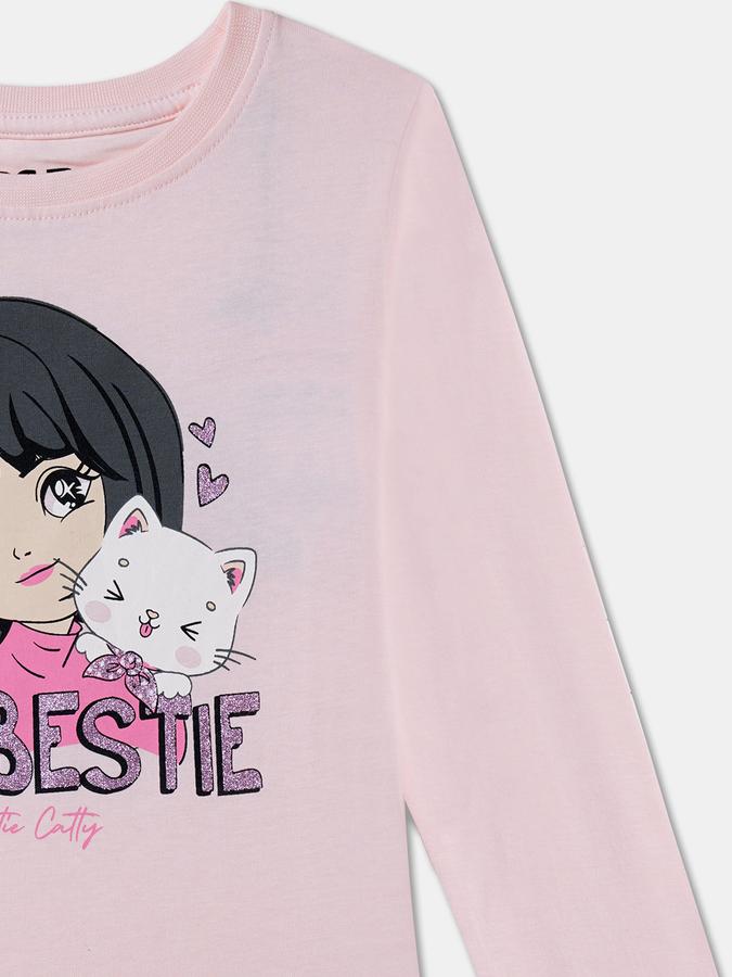 Girls Graphic Print Pure Cotton Regular T Shirt image number 2