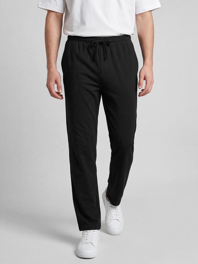 R&B Black Solid Men Mid-Rise Regular Fit Track Pant