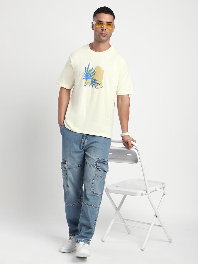 Men Cotton Relaxed Fit Crew Neck Graphic T-shirt