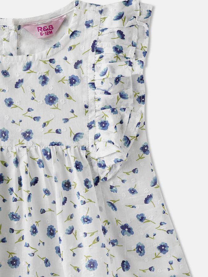 Girls Regular Fit Sleeveless Round Neck Floral Top