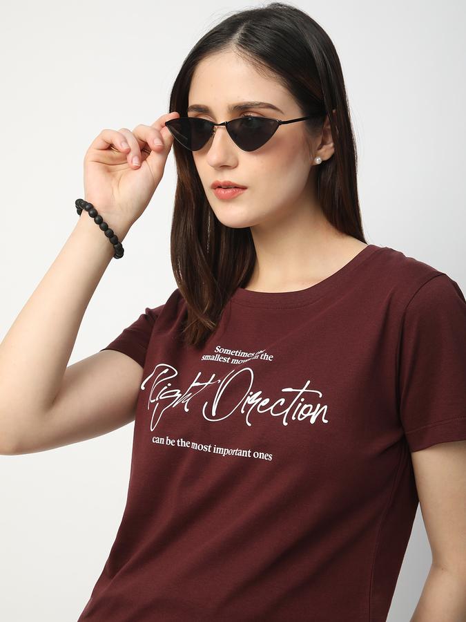 Women Cotton Regular Fit Crew Neck Graphic T-shirt