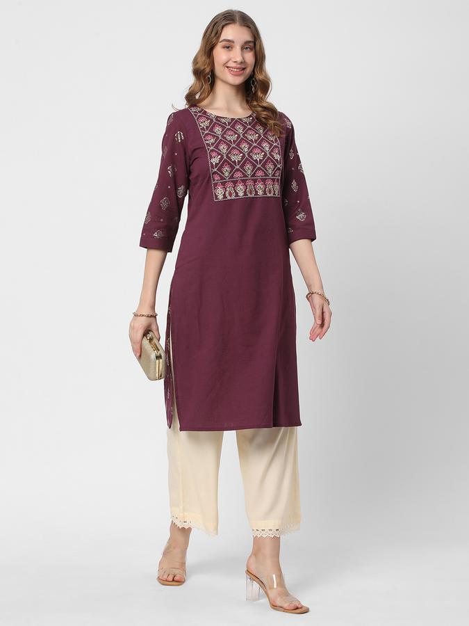 Women Round-Neck Straight Kurta image number 1