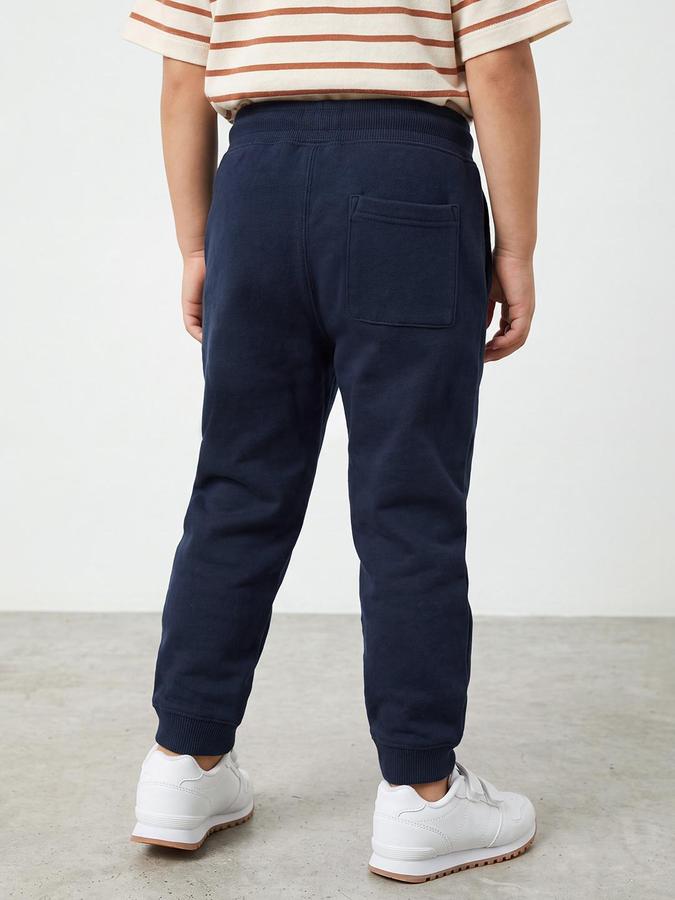 R&B Boys Navy Blue Pure Cotton Solid Drawsting Joggers