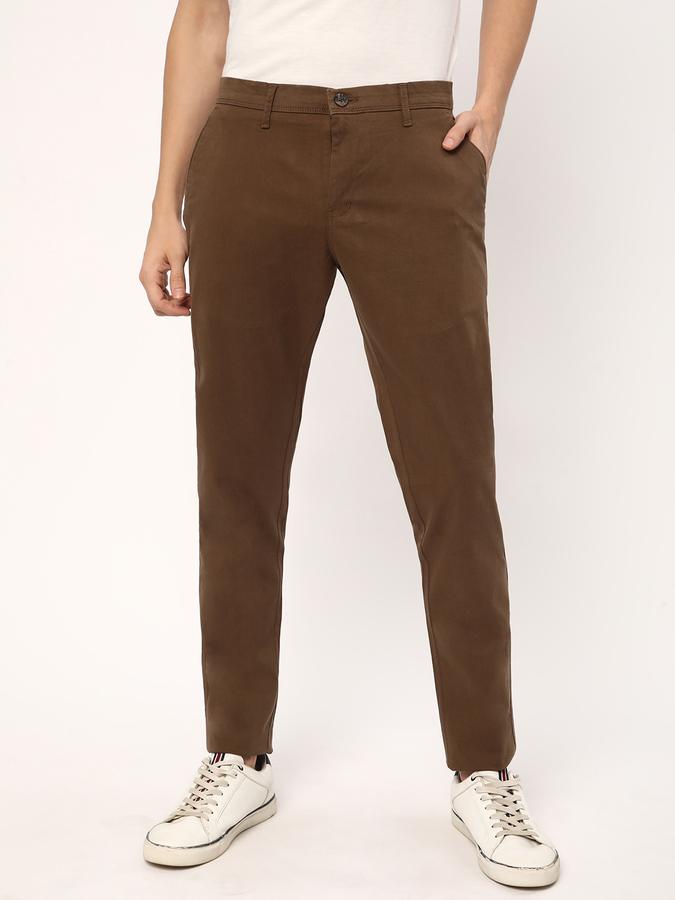 Men Flat-Front Slim Fit Trousers image number 0