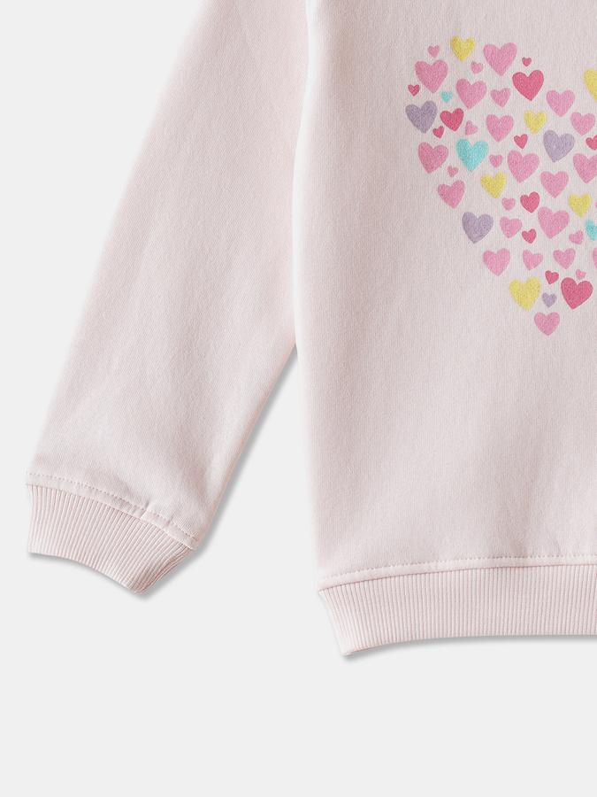 Girls Cotton Blend Regular Fit Crew Neck Graphic Sweatshirt