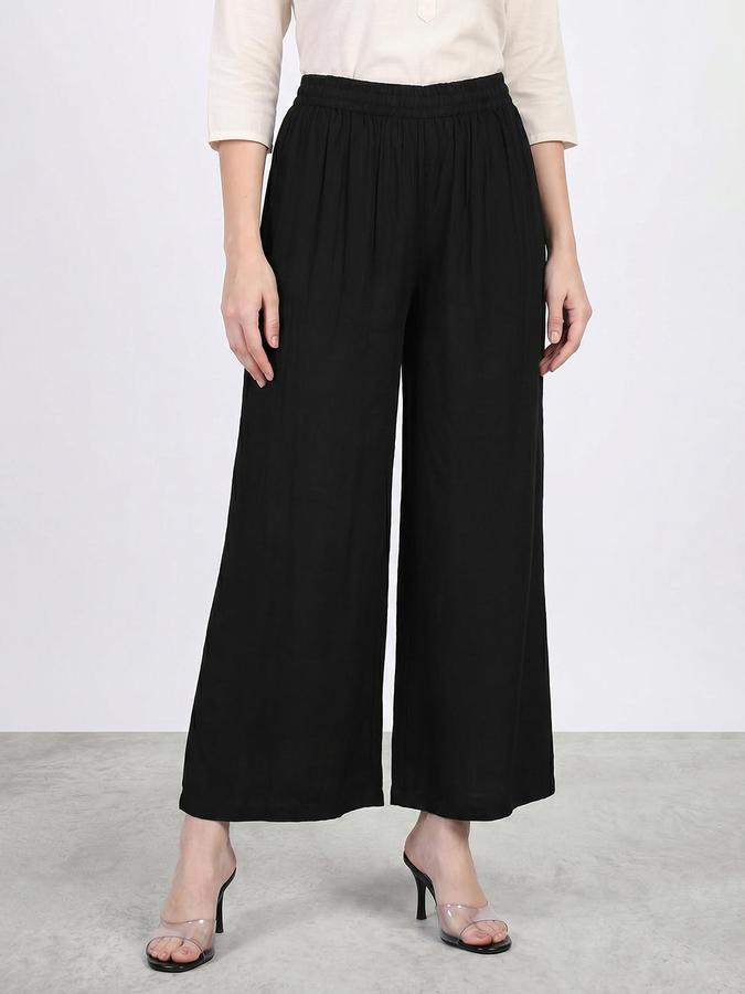 R&B Women Black Straight Fit Ethnic Palazzo