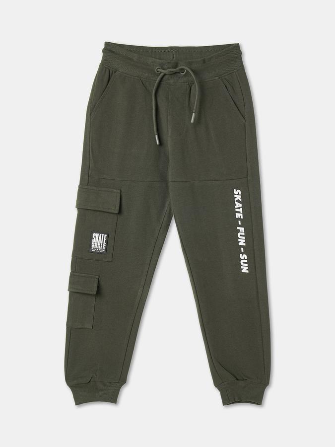 Boys Typographic Print Joggers with Elasticated Drawstring Waist image number 0
