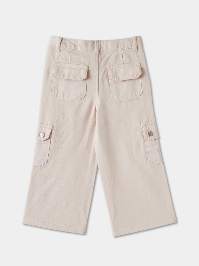 Solid Cargo Pants with Button Closure image number 1