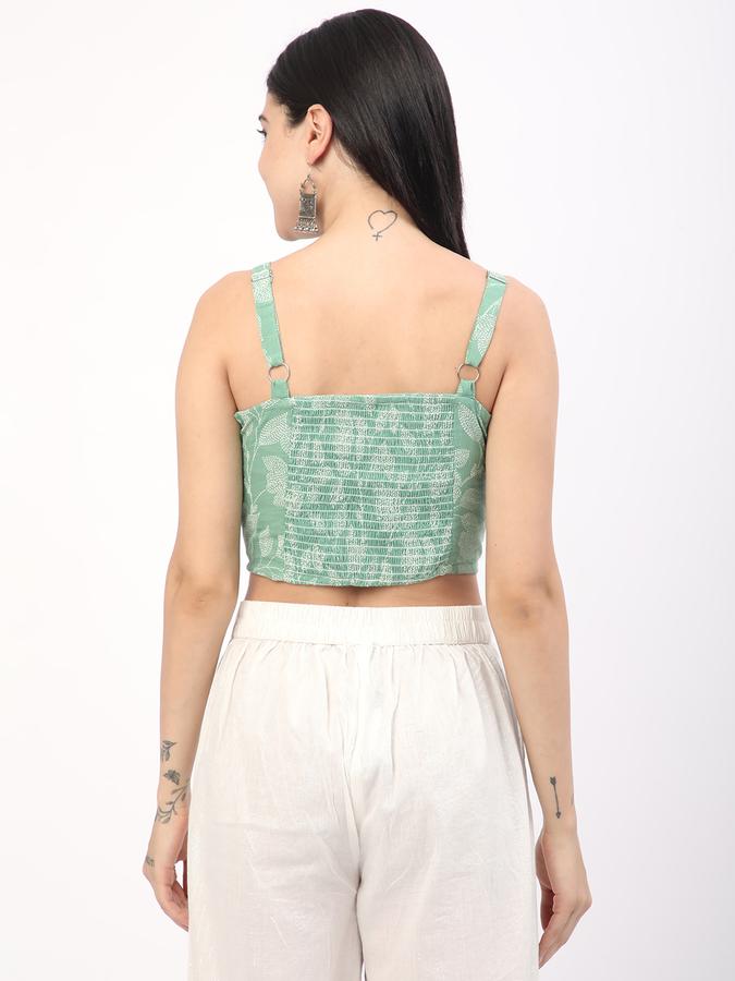 Women Cotton Fitted Tie-Neck Printed Ethnic Top