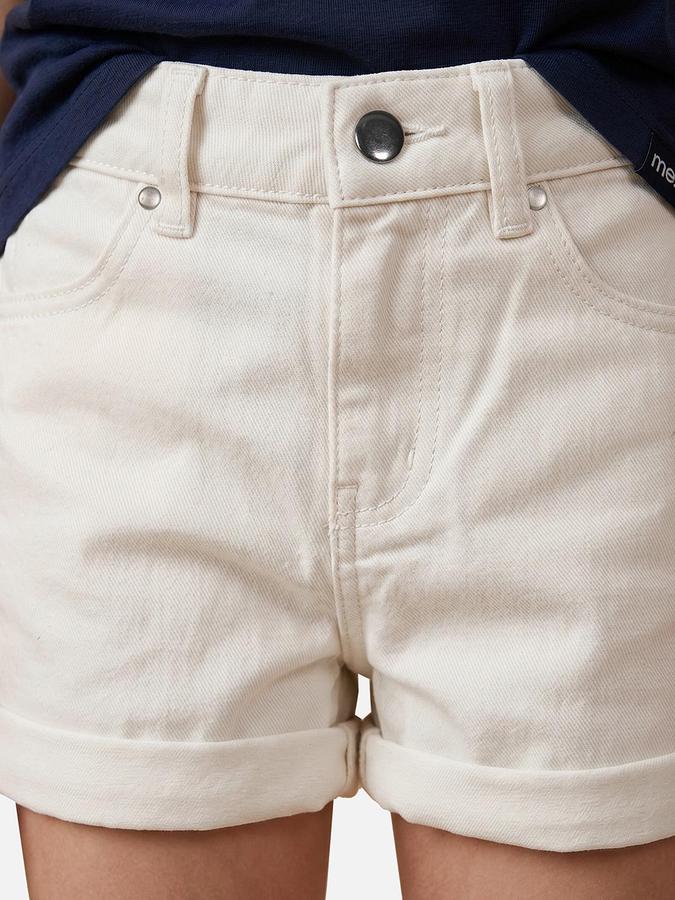 R&B Girl's White Regular Fit Above Knee Denim Shorts