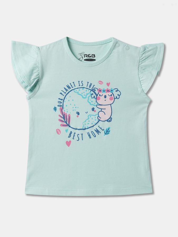 Girls Typographic Print Regular Fit T-Shirt