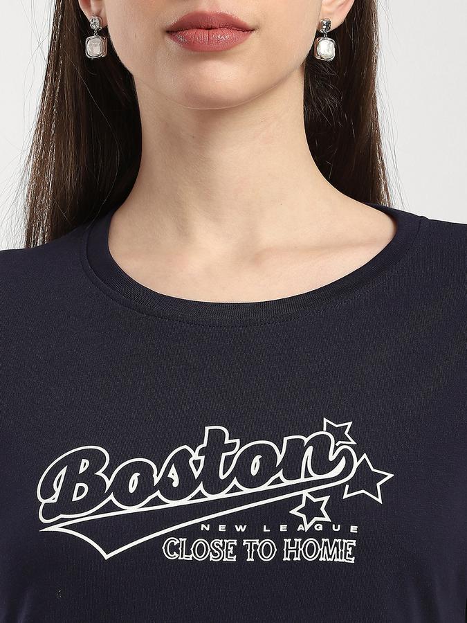 Women Cotton Regular Fit Crew Neck Graphic T-shirt