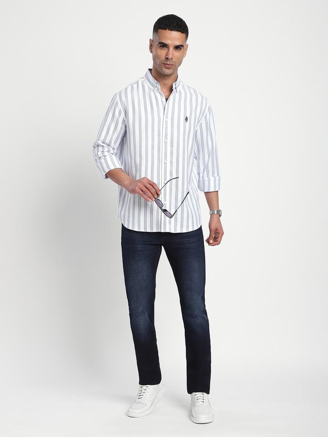 Men Cotton Regular Fit Button-Down Collar Striped Shirt