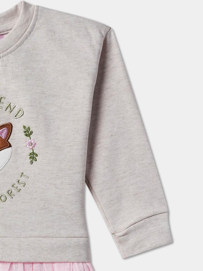 Girls Polyester Regular Fit Round Neck Graphic Dress