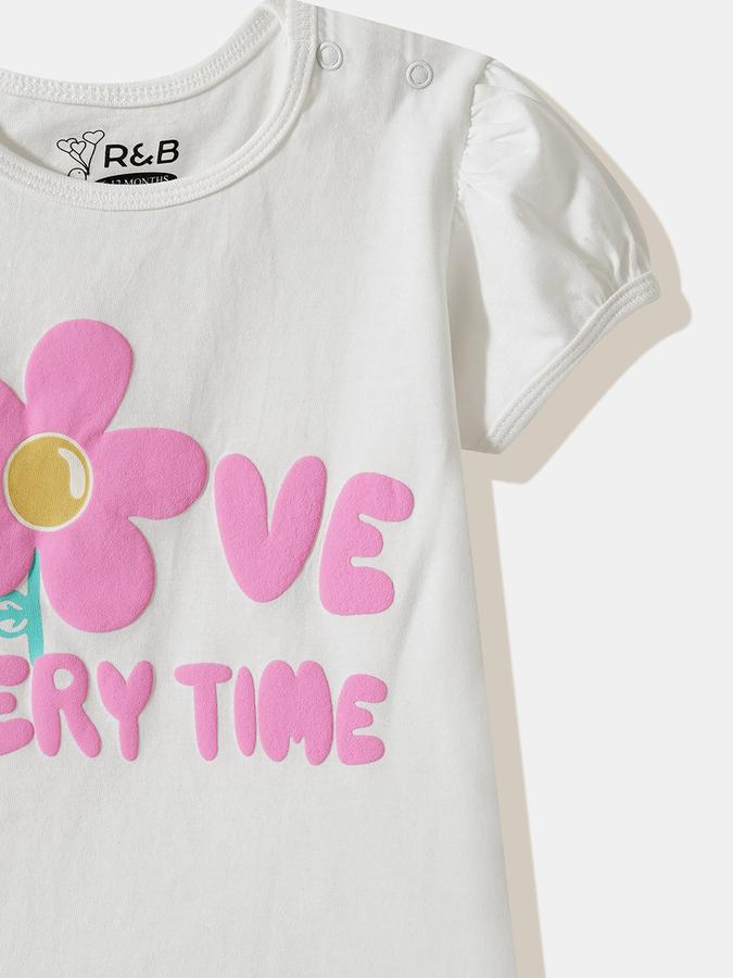 Girls Cotton Regular Fit Crew Neck Graphic T-shirt