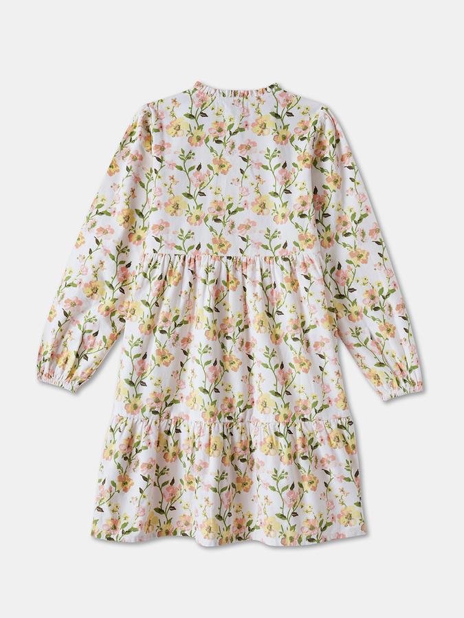 Girls Cotton Regular Fit Round Neck Printed Dress