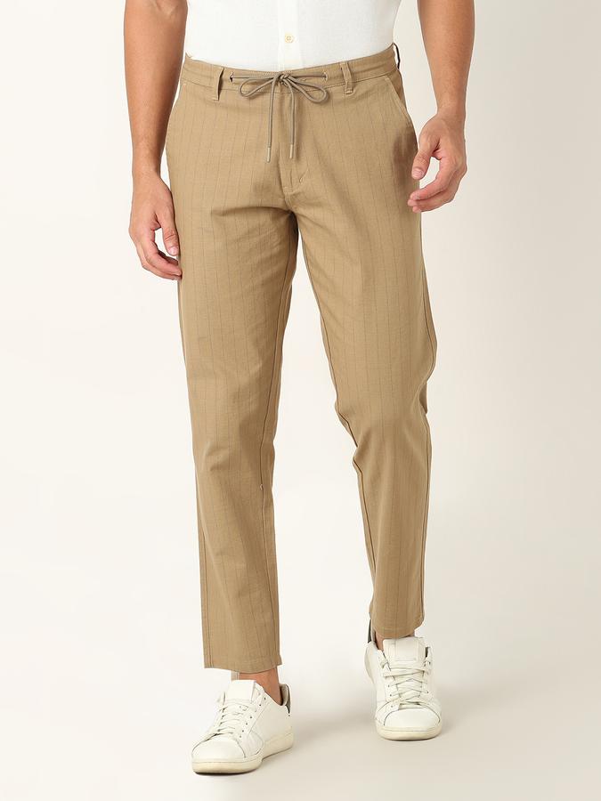 Men Slim Fit Flat-Front Trousers image number 0