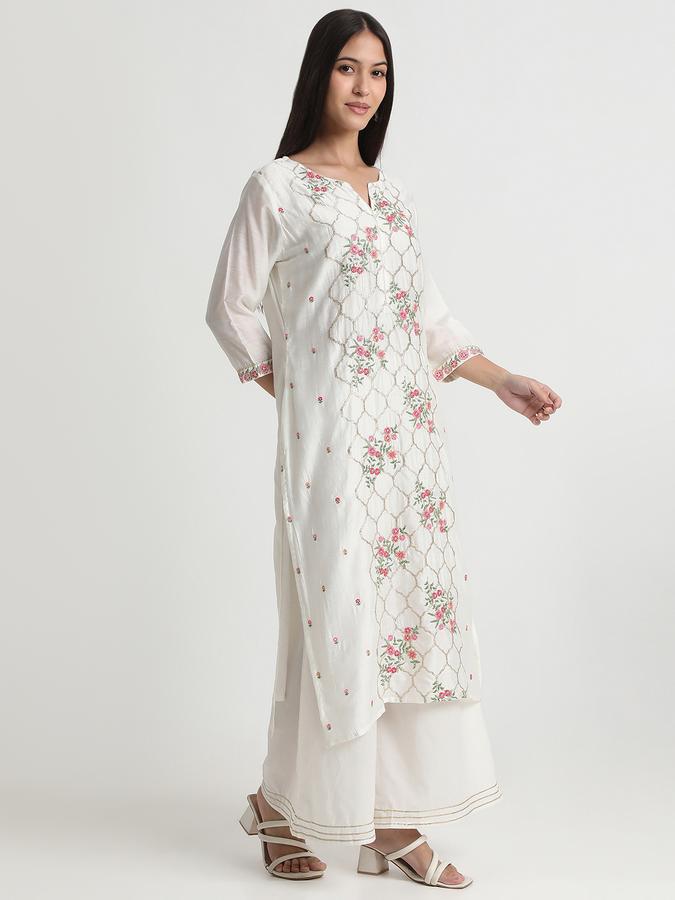 R&B Women's White Embroidered Kurta