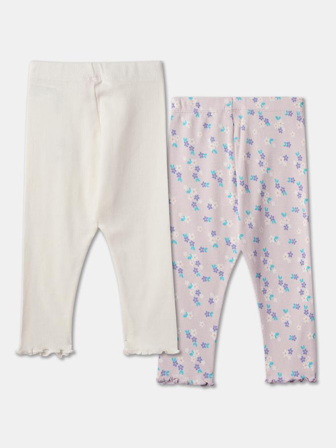 Girls Pack of 2 Floral Print Leggings image number 1
