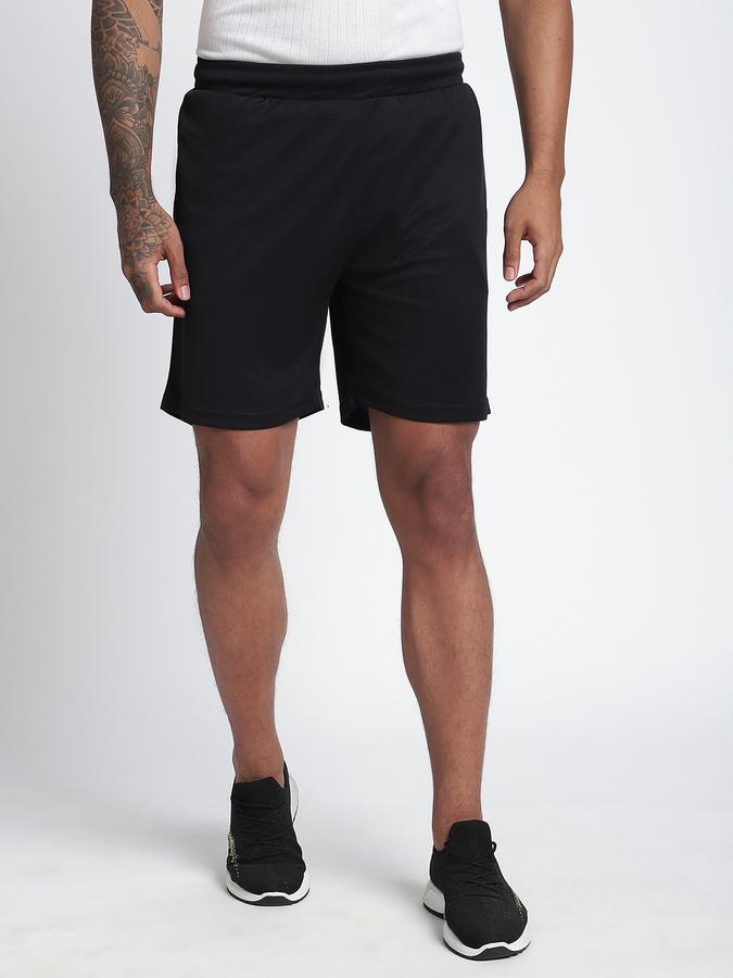 Men Polyester Regular Fit Elastic Waist Solid Shorts