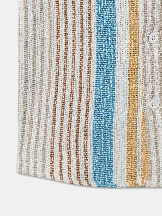 Boys Polyester Regular Fit Long Sleeve Striped Shirt