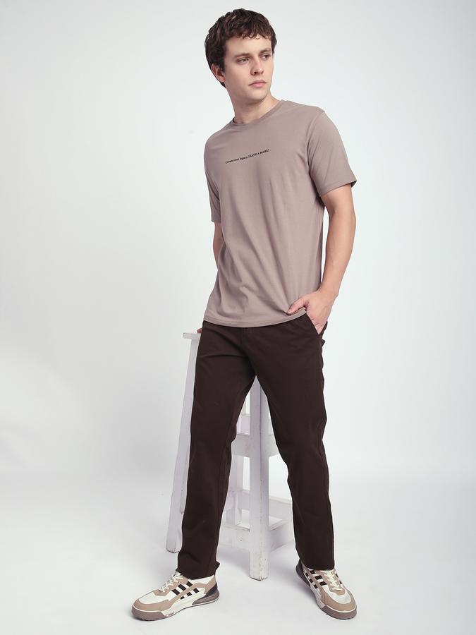 Men Cotton Slim Fit Flat Front Solid Trousers