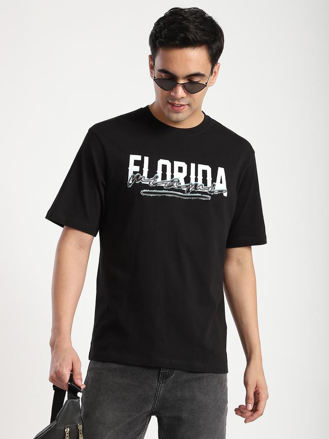 Men Cotton Relaxed Fit Crew Neck Graphic T-shirt