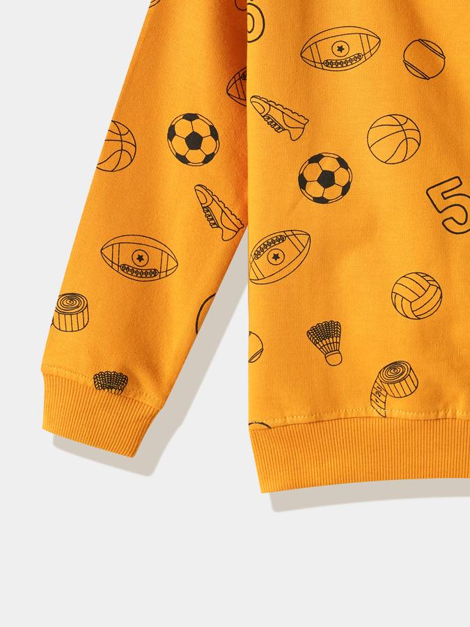 R&B Boys' Mustard Printed Sweatshirt
