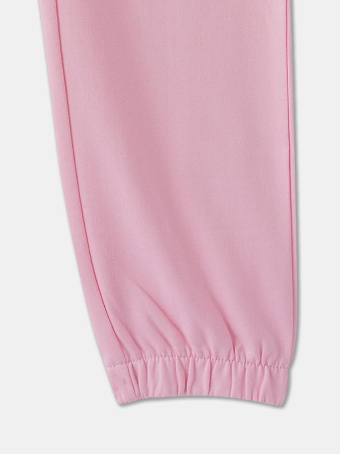 Girls Cotton Regular Fit Elastic Waist Cuffed Hem Joggers