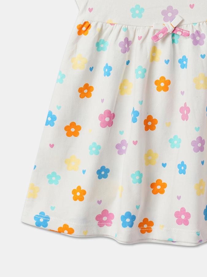 Girls Floral Print A-Line Dress image number 3