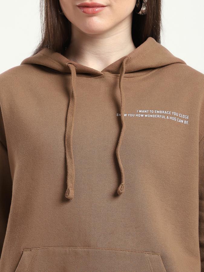 Women Cotton Blend Regular Fit Hooded Graphic Sweatshirt