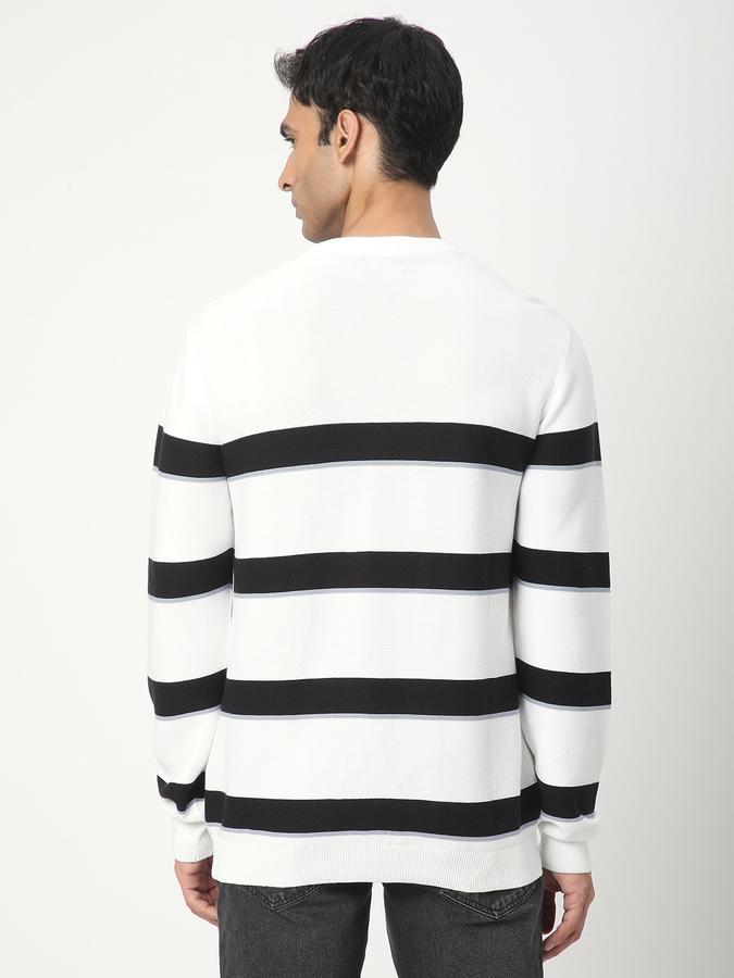 Men Cotton Regular Fit Crew Neck Striped Sweater