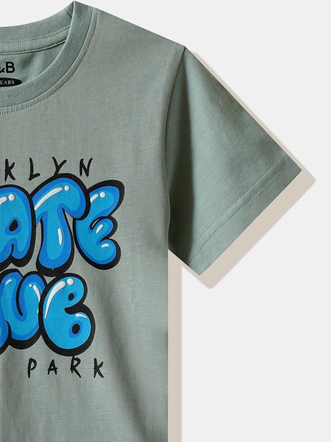 Boys Cotton Regular Fit Crew Neck Graphic T-shirt