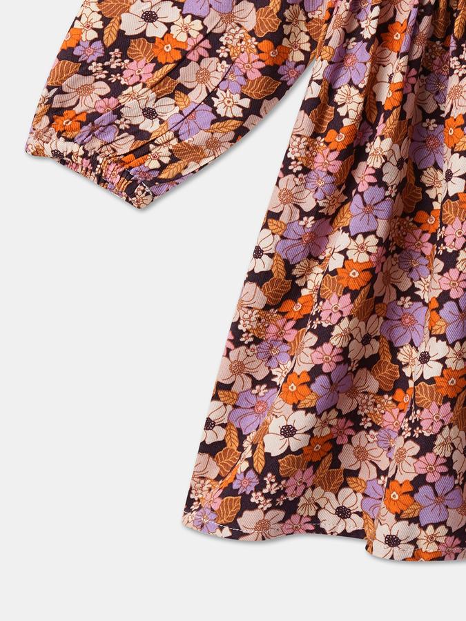 Girls Floral Print A-Line Dress image number 3
