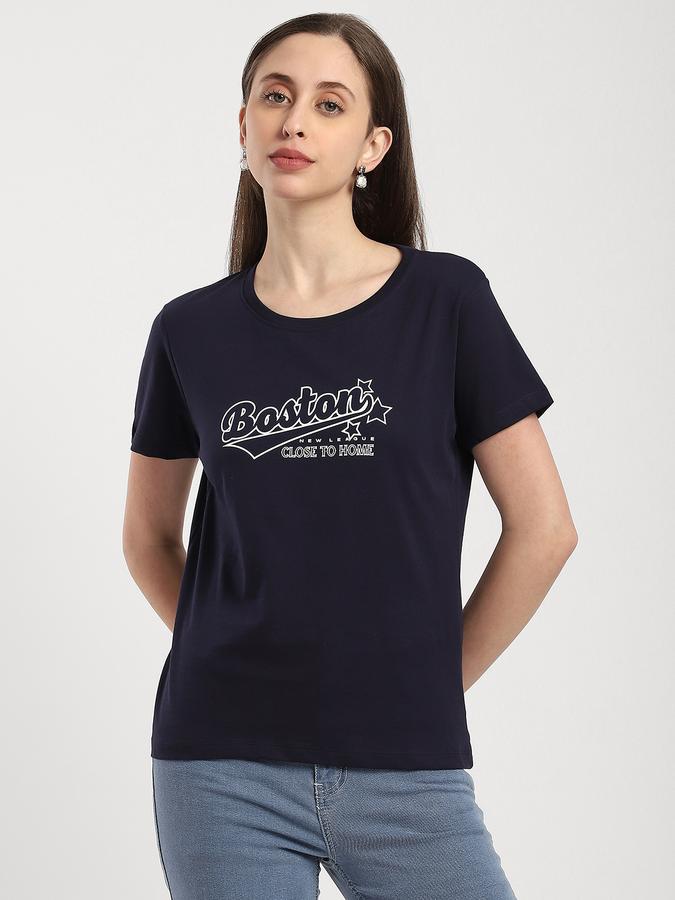 Women Cotton Regular Fit Crew Neck Graphic T-shirt