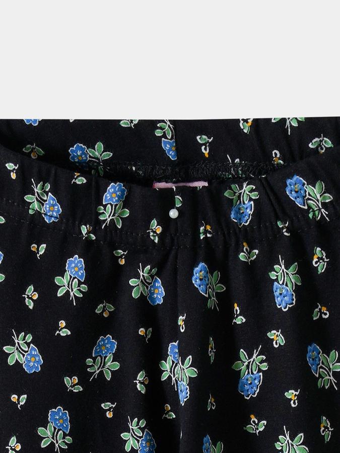 Girls Cotton Blend Skinny Fit Elastic Waist Printed Leggings