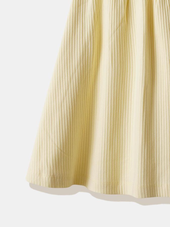 Girls Cotton Regular Fit Round Neck Ruffled Dress