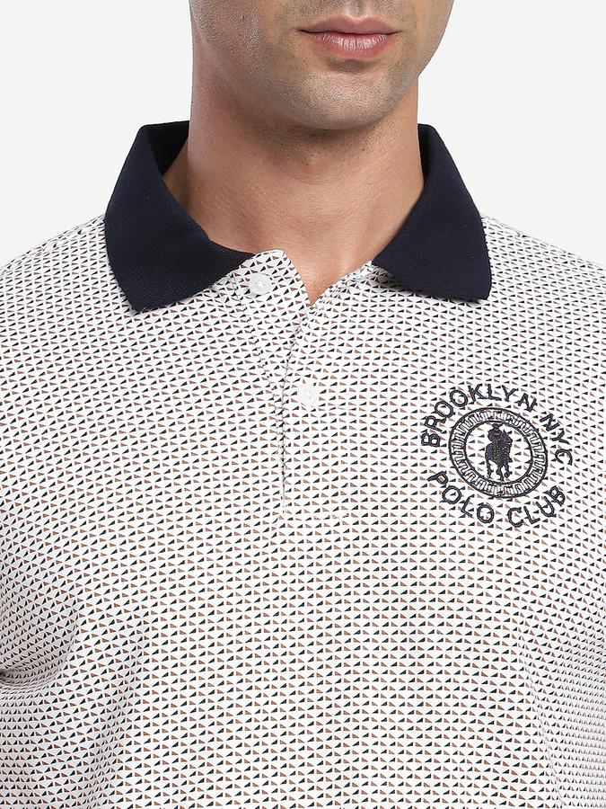 Men Cotton Regular Fit Polo Neck Printed T-shirt