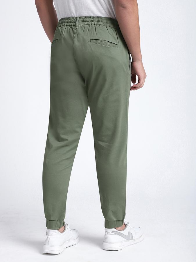 Men Cotton Blend Jogger Fit Drawstring Elastic Hem Pants