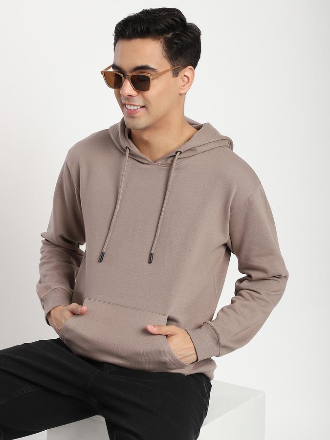 Men Fleece Regular Fit Hooded Solid Sweatshirt