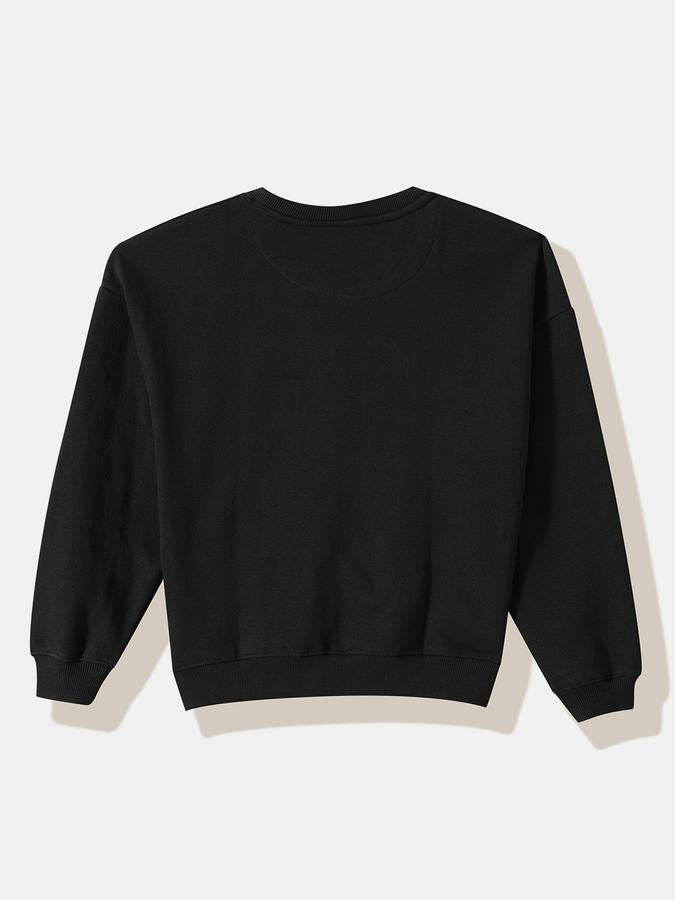 R&B Girls' Black Printed Sweatshirt
