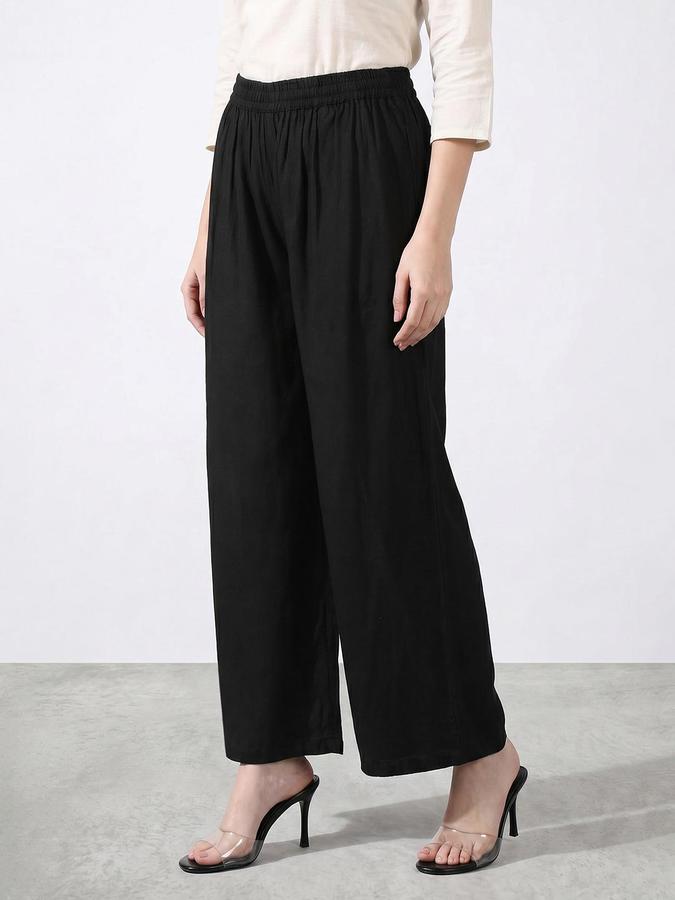 R&B Women Black Straight Fit Ethnic Palazzo